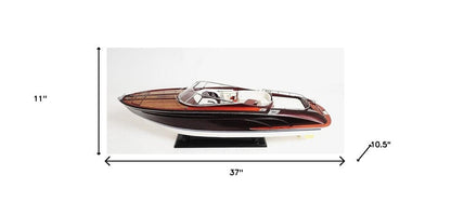 11" Black and White Solid Wood Hand Painted Riva Rivarama Luxury Yacht Exclusive Edition Model Boat HomeRoots