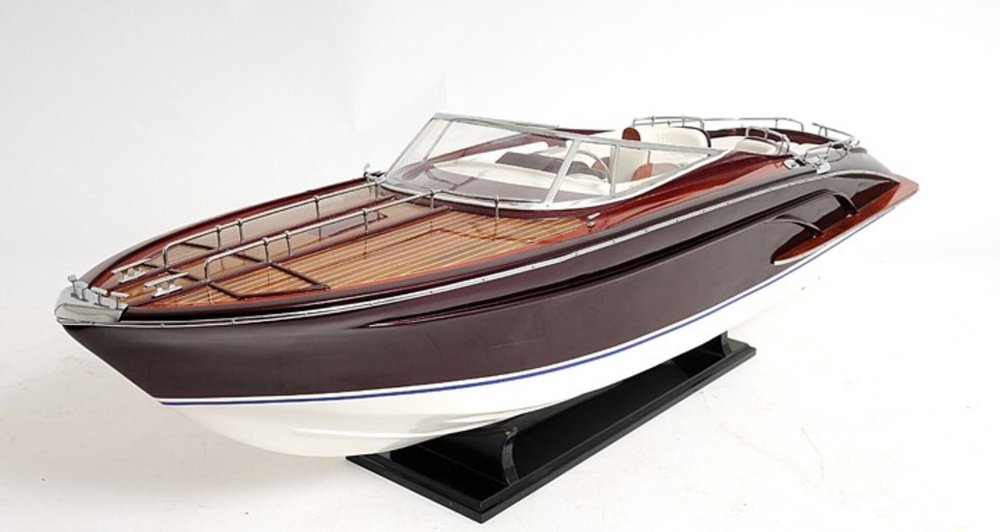 11" Black and White Solid Wood Hand Painted Riva Rivarama Luxury Yacht Exclusive Edition Model Boat — view 7
