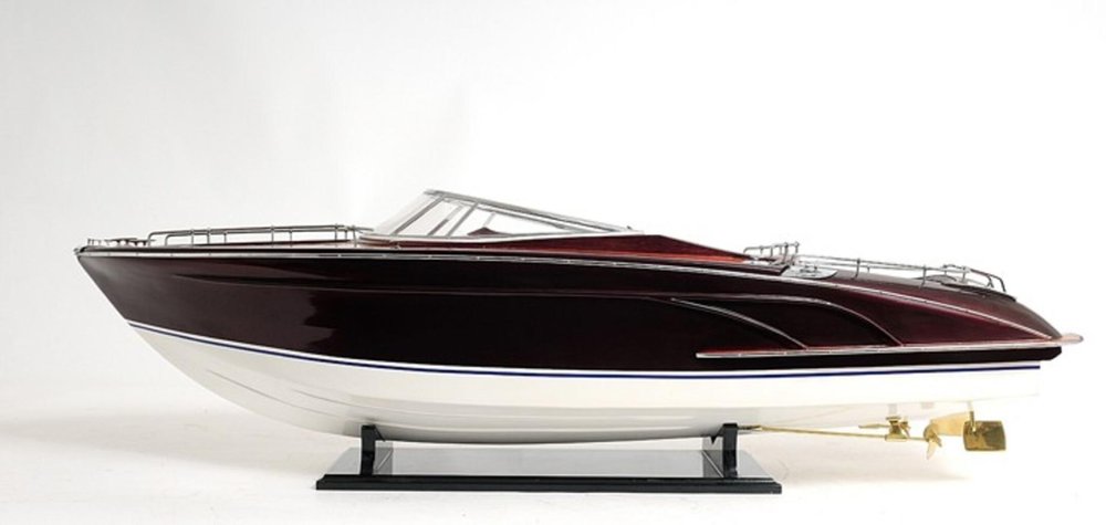11" Black and White Solid Wood Hand Painted Riva Rivarama Luxury Yacht Exclusive Edition Model Boat HomeRoots