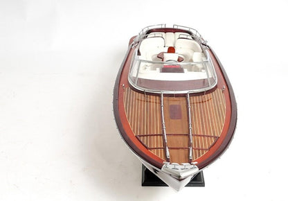 11" Black and White Solid Wood Hand Painted Riva Rivarama Luxury Yacht Exclusive Edition Model Boat HomeRoots