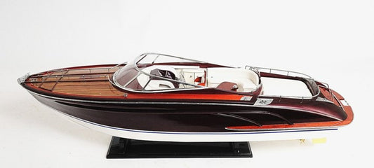 11" Black and White Solid Wood Hand Painted Riva Rivarama Luxury Yacht Exclusive Edition Model Boat HomeRoots