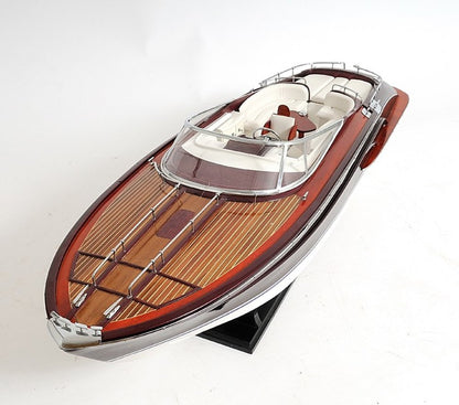 11" Black and White Solid Wood Hand Painted Riva Rivarama Luxury Yacht Exclusive Edition Model Boat HomeRoots