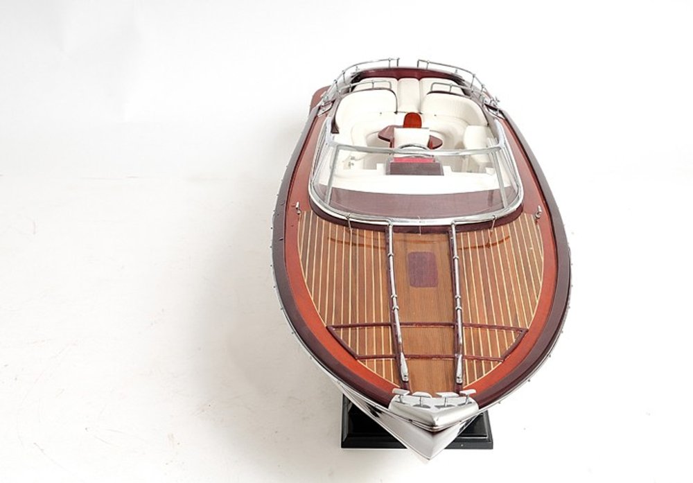 11" Black and White Solid Wood Hand Painted Riva Rivarama Luxury Yacht Exclusive Edition Model Boat HomeRoots