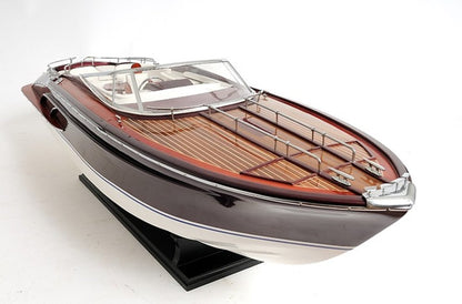 11" Black and White Solid Wood Hand Painted Riva Rivarama Luxury Yacht Exclusive Edition Model Boat HomeRoots