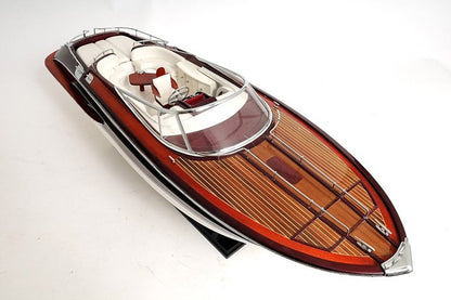 11" Black and White Solid Wood Hand Painted Riva Rivarama Luxury Yacht Exclusive Edition Model Boat HomeRoots