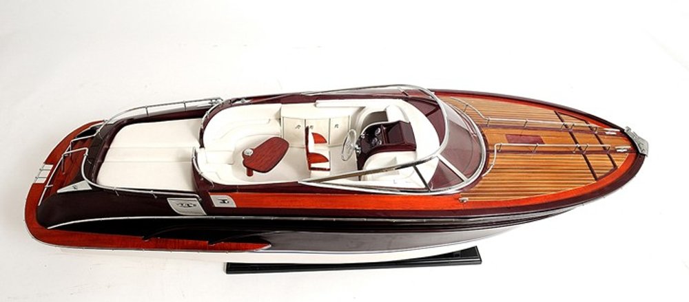11" Black and White Solid Wood Hand Painted Riva Rivarama Luxury Yacht Exclusive Edition Model Boat HomeRoots