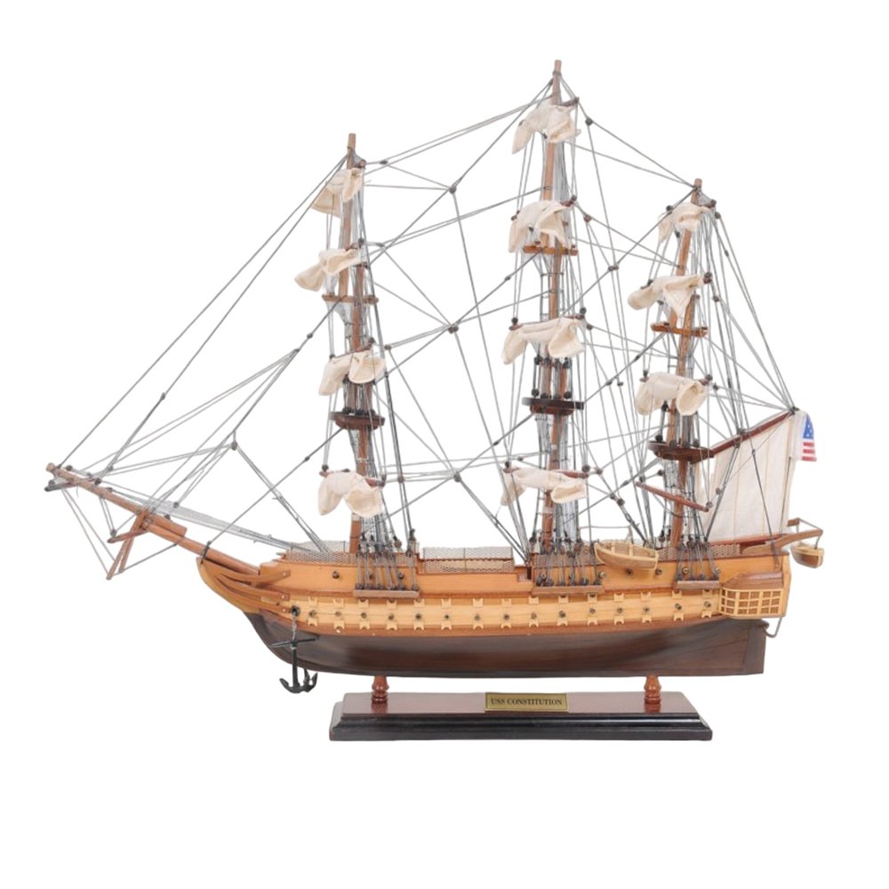 20" Wood Brown Solid Wood Hand Painted 1797 USS Constitution Small Model Boat HomeRoots