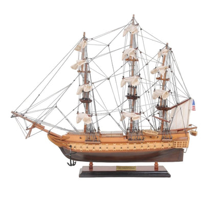 20" Wood Brown Solid Wood Hand Painted 1797 USS Constitution Small Model Boat HomeRoots