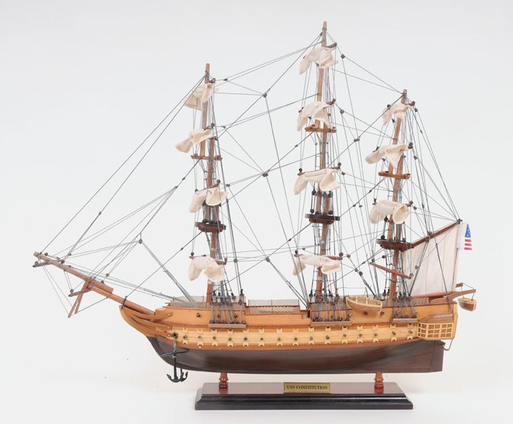 20" Wood Brown Solid Wood Hand Painted 1797 USS Constitution Small Model Boat HomeRoots