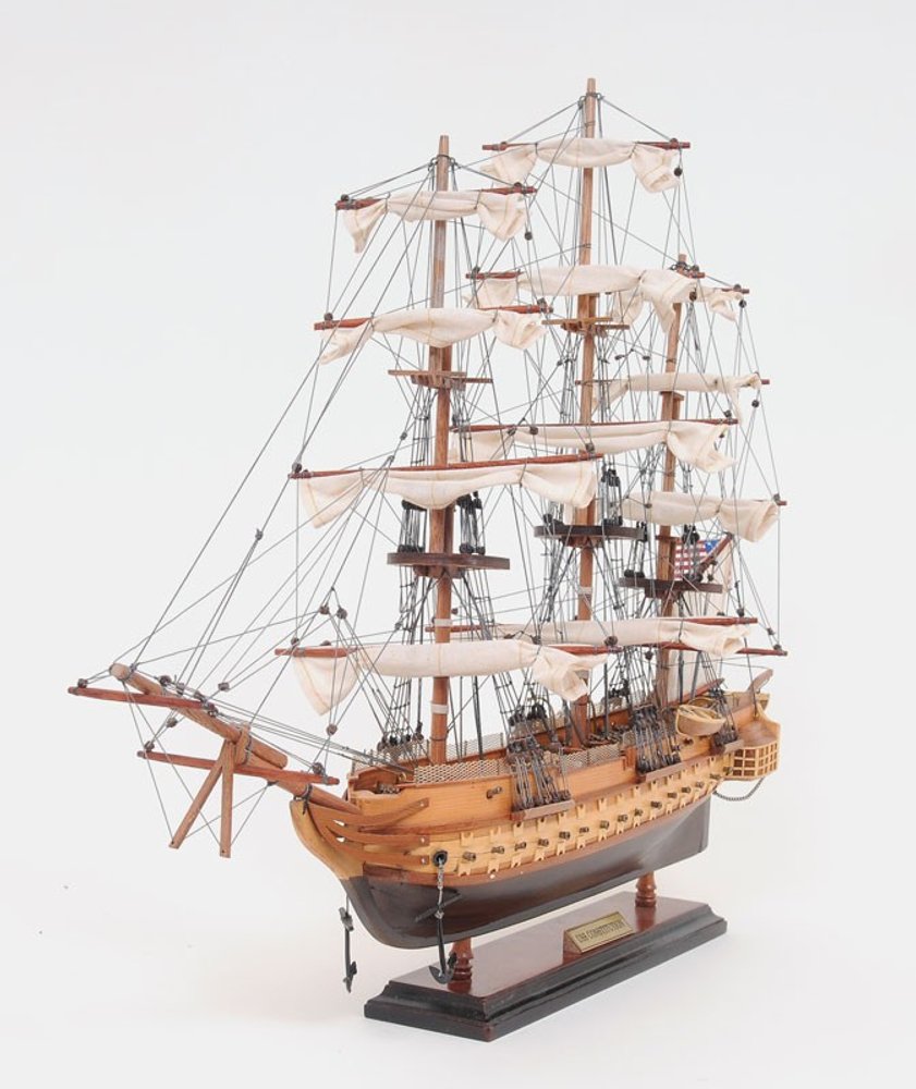 20" Wood Brown Solid Wood Hand Painted 1797 USS Constitution Small Model Boat HomeRoots