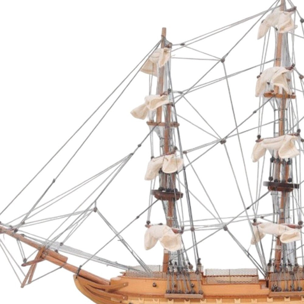 20" Wood Brown Solid Wood Hand Painted 1797 USS Constitution Small Model Boat HomeRoots