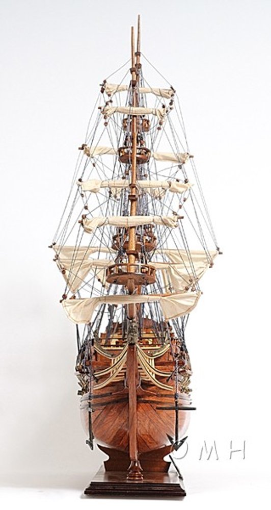 32" Wood Brown Solid Wood Hand Painted c1665 Zeven Provincien Model Boat HomeRoots