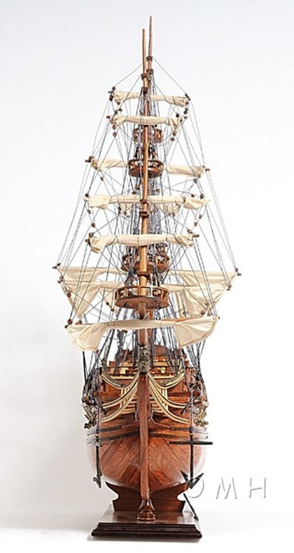 32" Wood Brown Solid Wood Hand Painted c1665 Zeven Provincien Model Boat HomeRoots