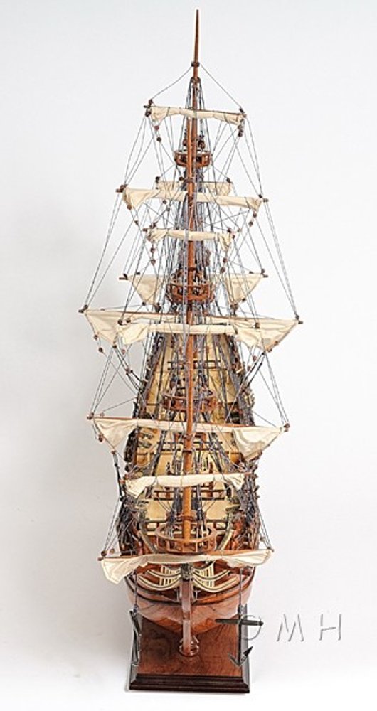 32" Wood Brown Solid Wood Hand Painted c1665 Zeven Provincien Model Boat HomeRoots