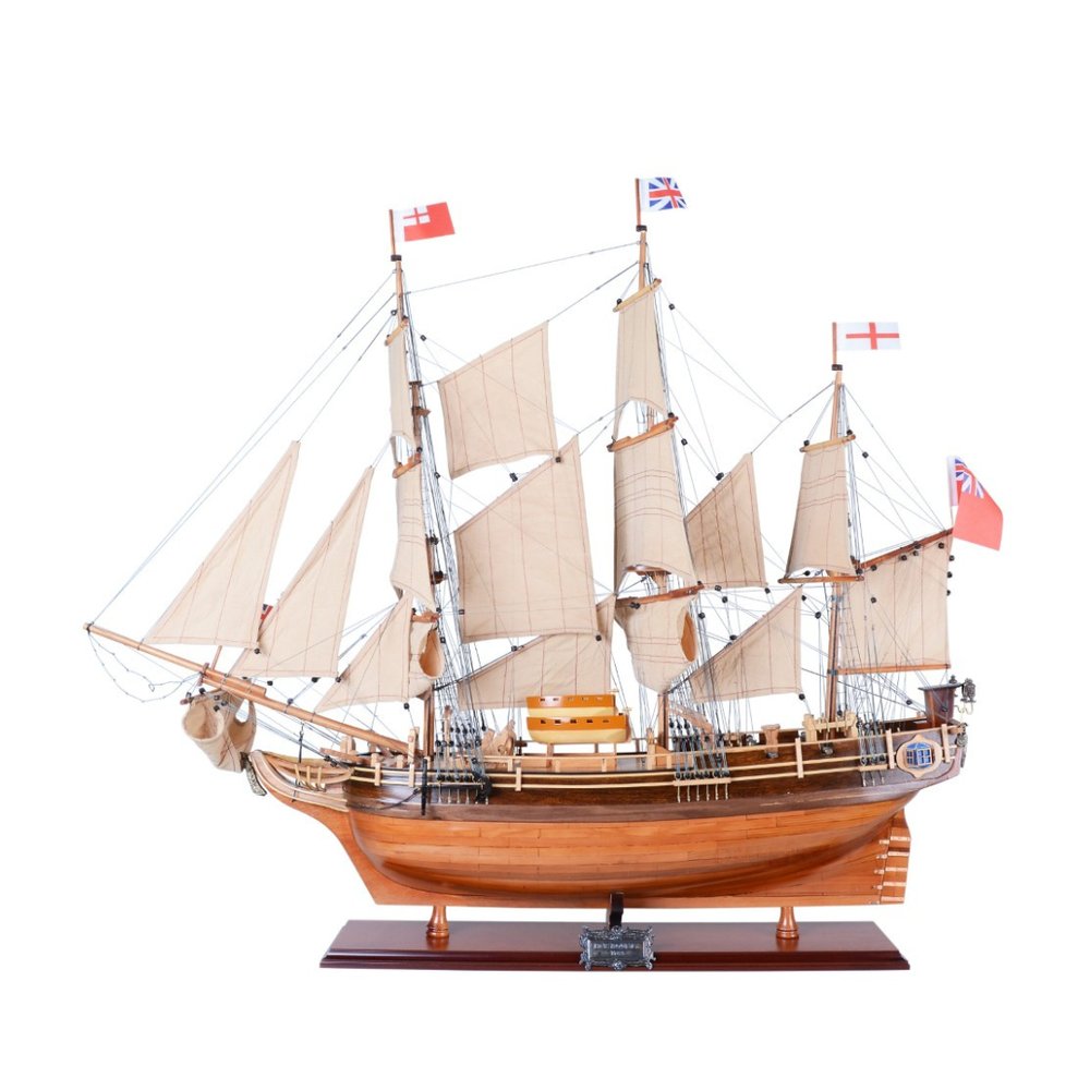 30" Wood Brown Solid Wood Hand Painted HMS Bounty 1787 Model Boat HomeRoots