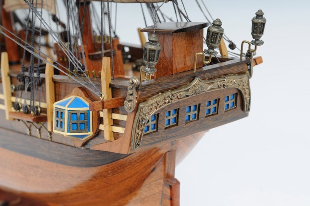 30" Wood Brown Solid Wood Hand Painted HMS Bounty 1787 Model Boat HomeRoots