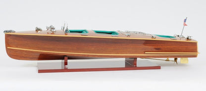 9" Wood Brown Solid Wood Hand Painted c1928 Chris Craft Triple Cockpit Large Model Boat HomeRoots