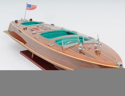 9" Wood Brown Solid Wood Hand Painted c1928 Chris Craft Triple Cockpit Large Model Boat HomeRoots