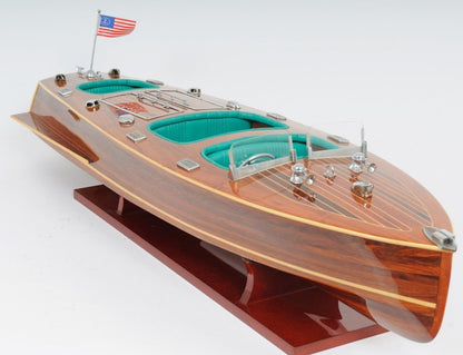9" Wood Brown Solid Wood Hand Painted c1928 Chris Craft Triple Cockpit Large Model Boat HomeRoots