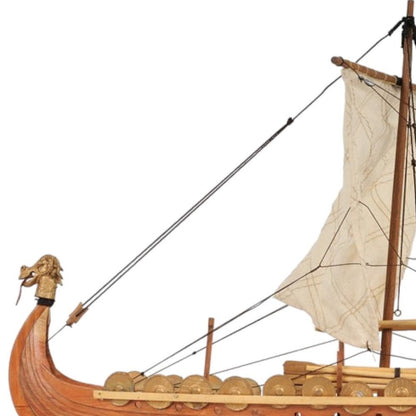 13" Wood Brown Solid Wood Hand Painted Model Boat Tabletop Sculpture HomeRoots