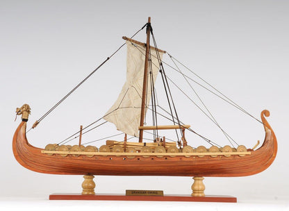 13" Wood Brown Solid Wood Hand Painted Model Boat Tabletop Sculpture HomeRoots