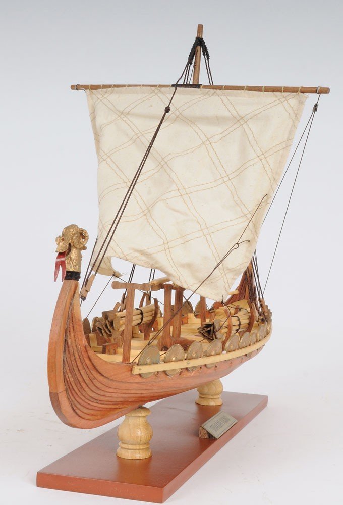 13" Wood Brown Solid Wood Hand Painted Model Boat Tabletop Sculpture HomeRoots