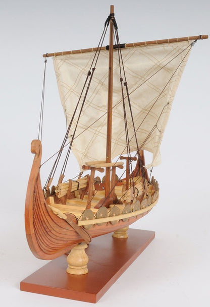 13" Wood Brown Solid Wood Hand Painted Model Boat Tabletop Sculpture HomeRoots
