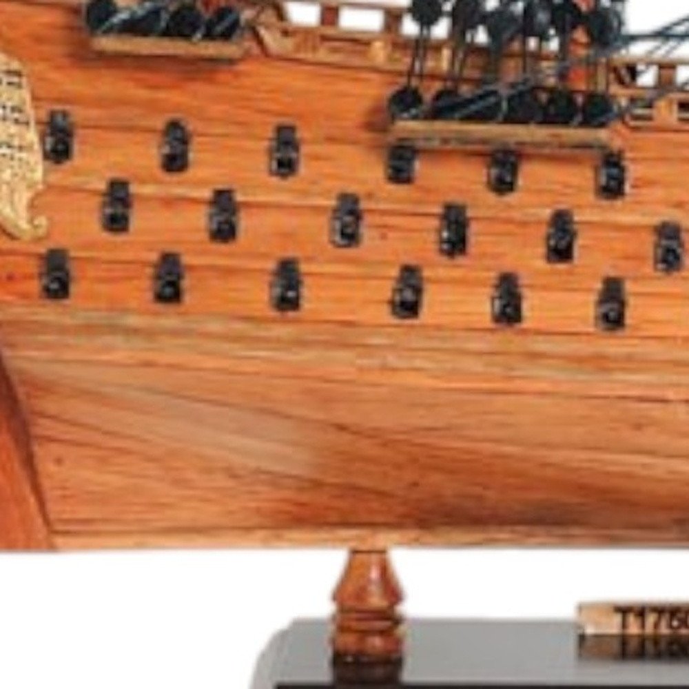 18" Wood Brown HMS Victory Hand Painted Decorative Boat HomeRoots
