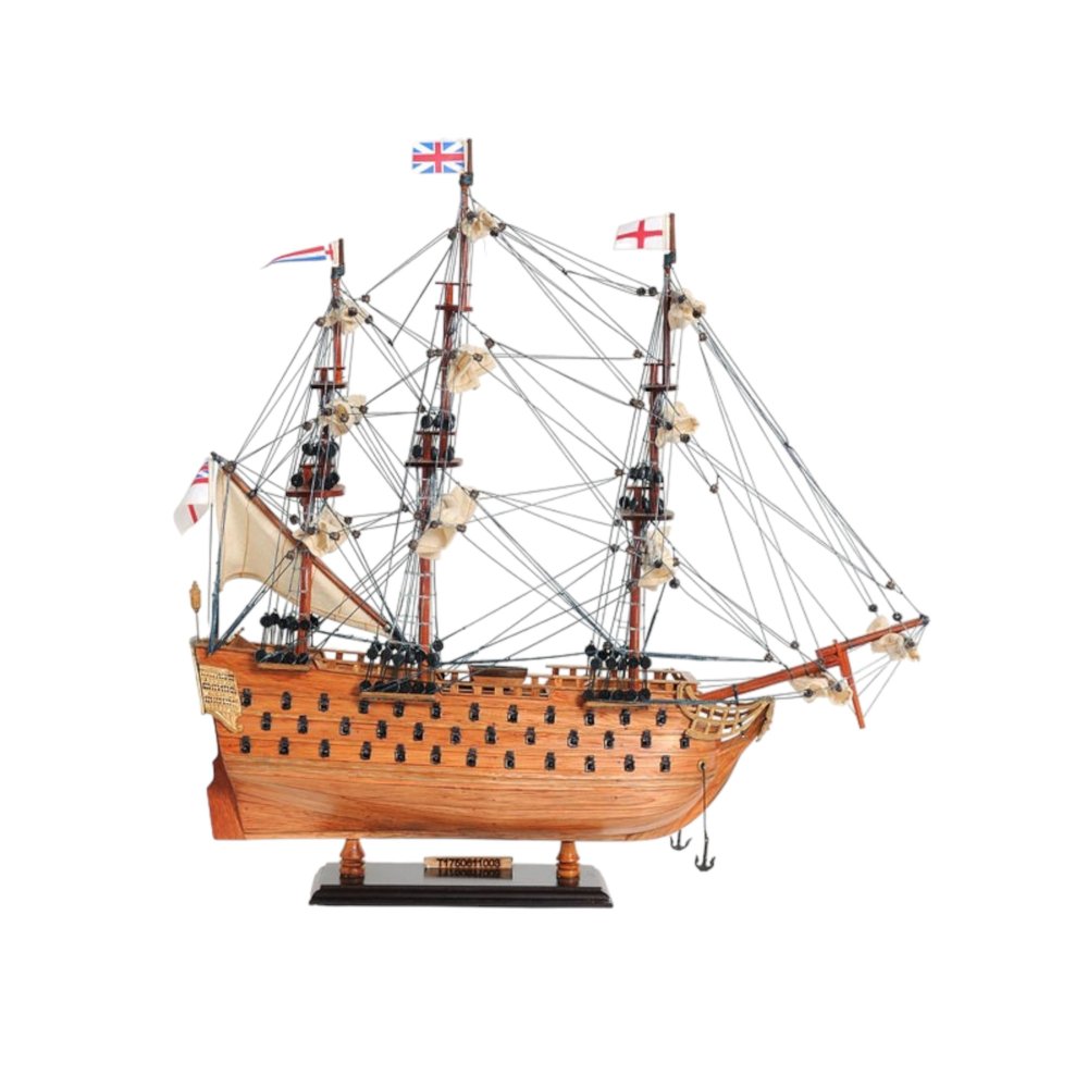 18" Wood Brown HMS Victory Hand Painted Decorative Boat HomeRoots