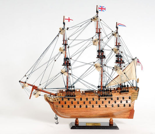 18" Wood Brown HMS Victory Hand Painted Decorative Boat