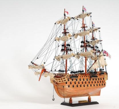 18" Wood Brown HMS Victory Hand Painted Decorative Boat HomeRoots