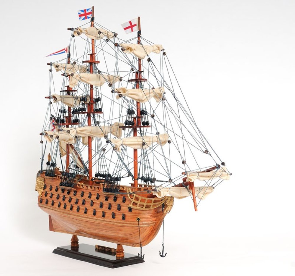 18" Wood Brown HMS Victory Hand Painted Decorative Boat HomeRoots