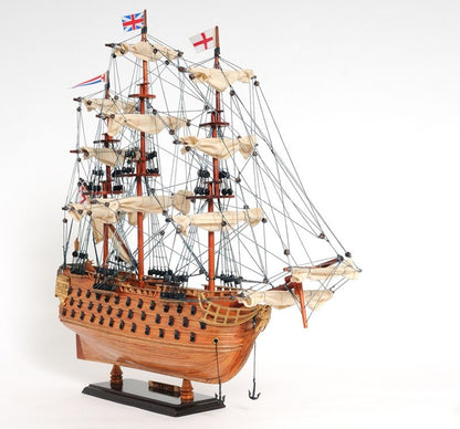18" Wood Brown HMS Victory Hand Painted Decorative Boat HomeRoots