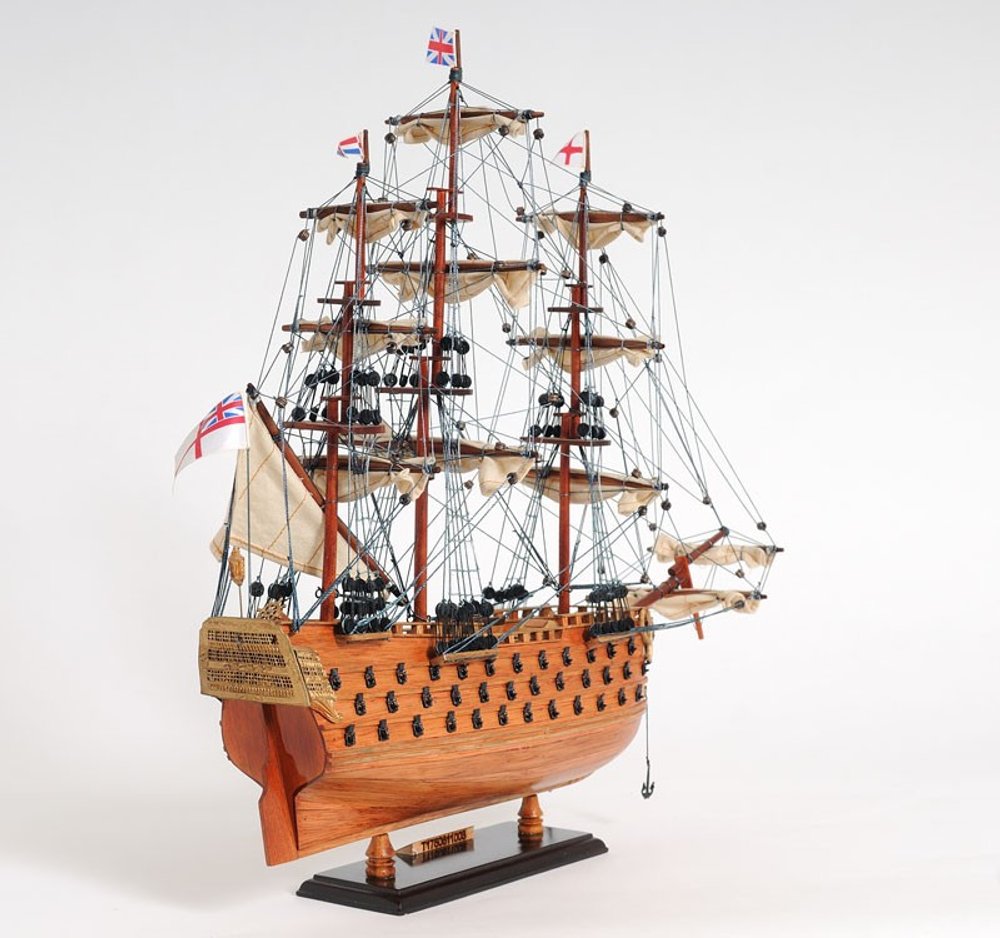 18" Wood Brown HMS Victory Hand Painted Decorative Boat HomeRoots