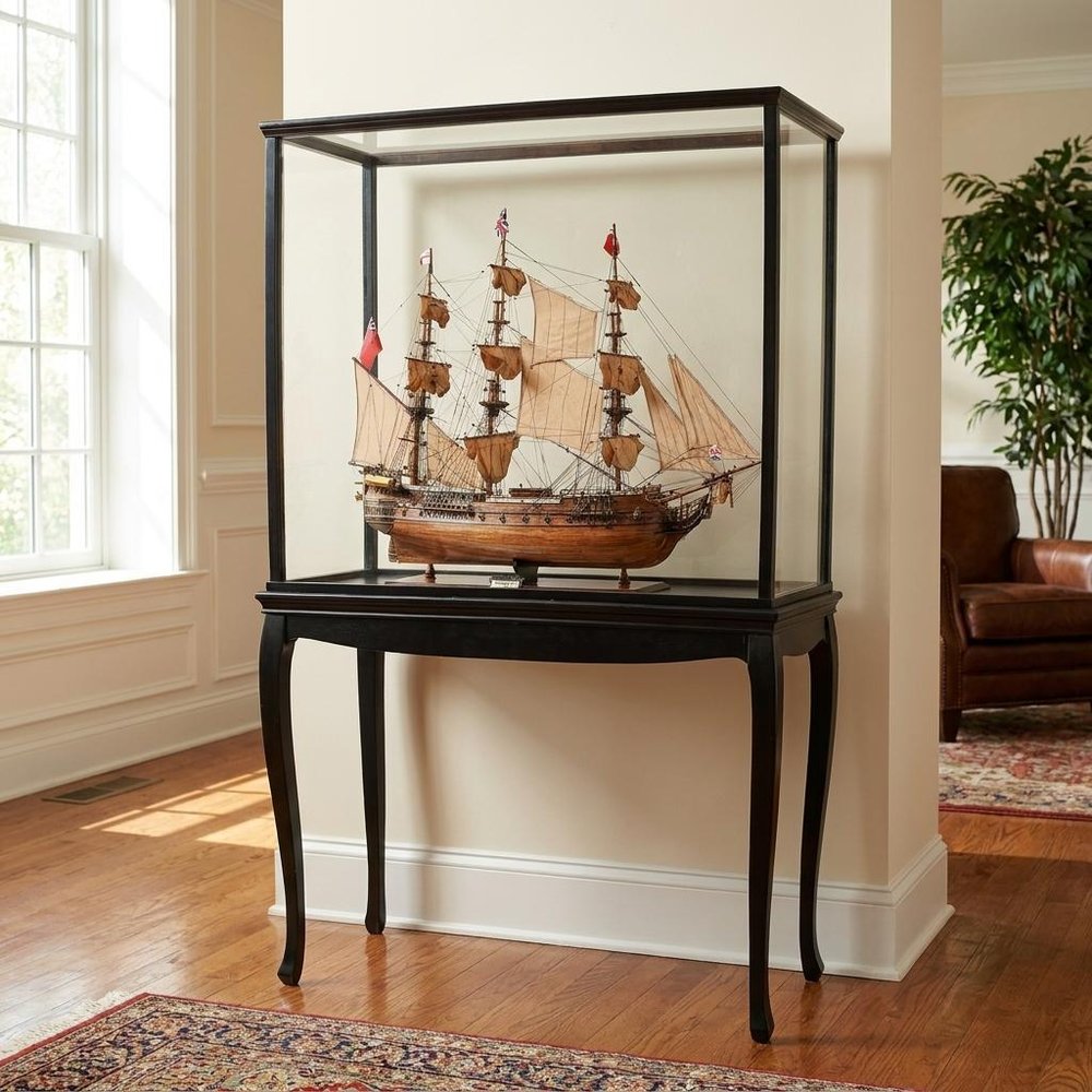 69" Brown Solid Wood Hand Painted Boat Model Boat HomeRoots