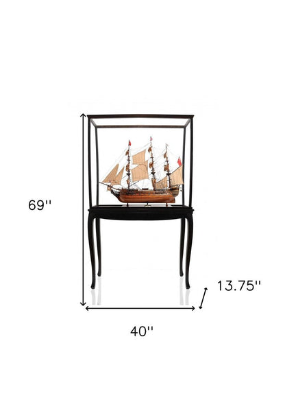 69" Brown Solid Wood Hand Painted Boat Model Boat HomeRoots