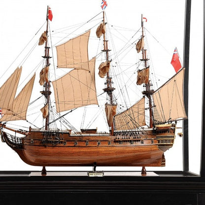 69" Brown Solid Wood Hand Painted Boat Model Boat HomeRoots