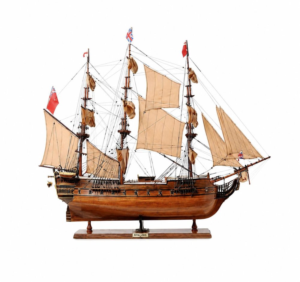 69" Brown Solid Wood Hand Painted Boat Model Boat HomeRoots