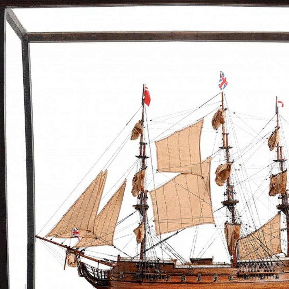 69" Brown Solid Wood Hand Painted Boat Model Boat HomeRoots