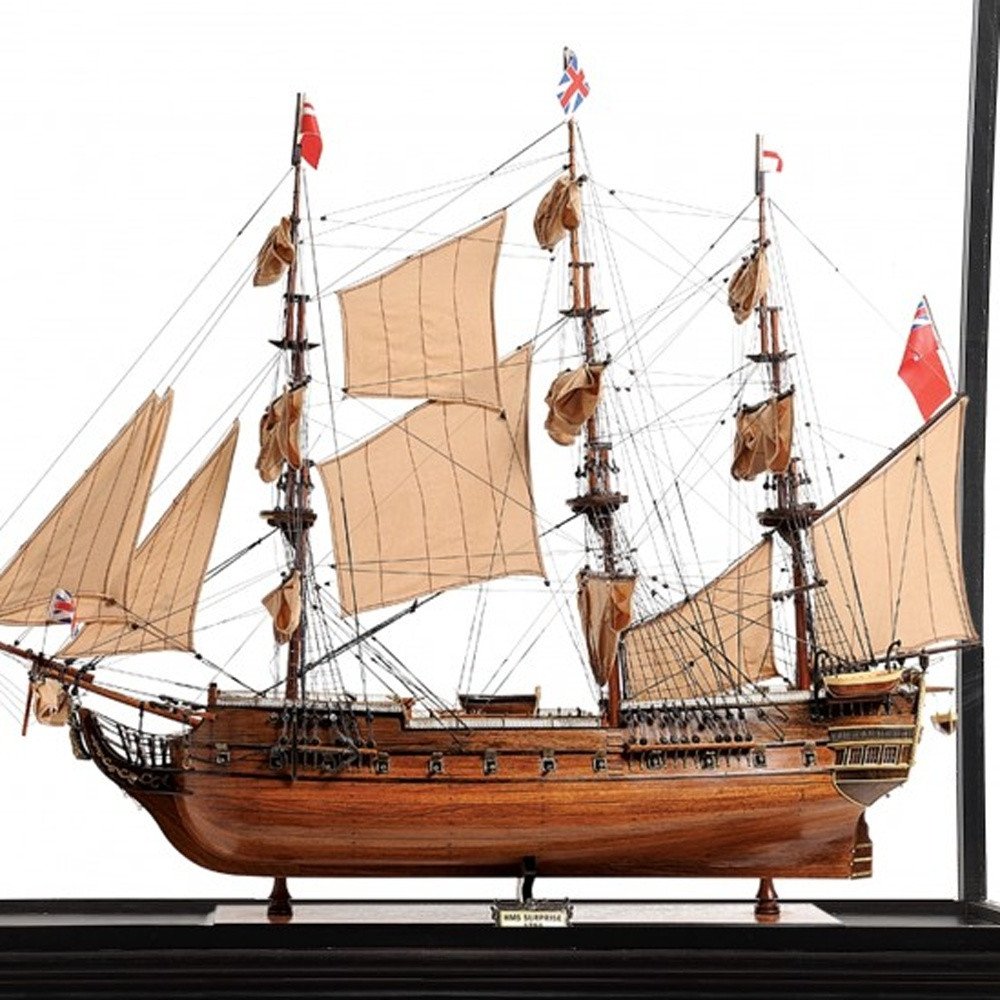 69" Brown Solid Wood Hand Painted Boat Model Boat HomeRoots