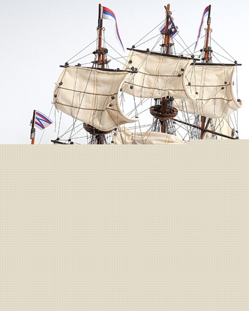 22" Blue and Brown Solid Wood Hand Painted 1700 Goto Predestination Medium Model Boat HomeRoots
