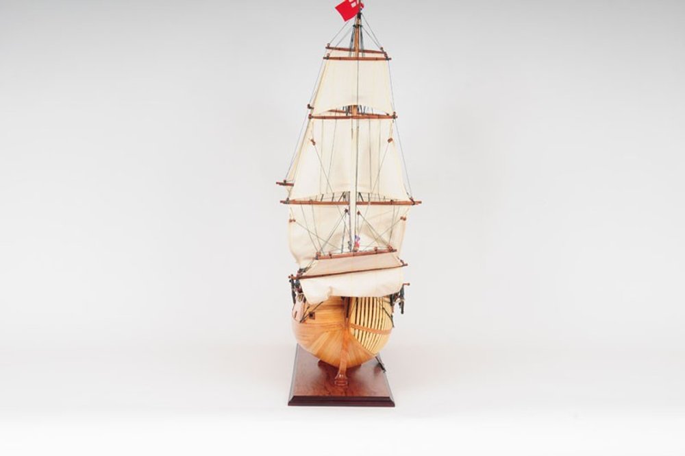 34" Wood Brown Solid Wood Hand Painted HMS Endeavour 1768 Open Hull Model Boat HomeRoots
