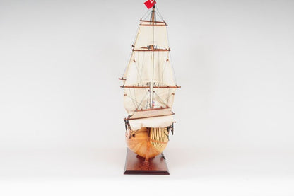 34" Wood Brown Solid Wood Hand Painted HMS Endeavour 1768 Open Hull Model Boat HomeRoots
