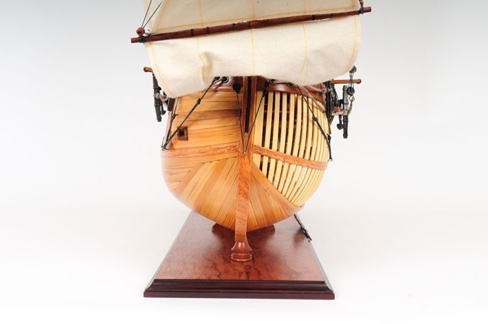 34" Wood Brown Solid Wood Hand Painted HMS Endeavour 1768 Open Hull Model Boat HomeRoots