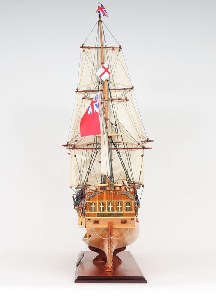 34" Wood Brown Solid Wood Hand Painted HMS Endeavour 1768 Open Hull Model Boat HomeRoots