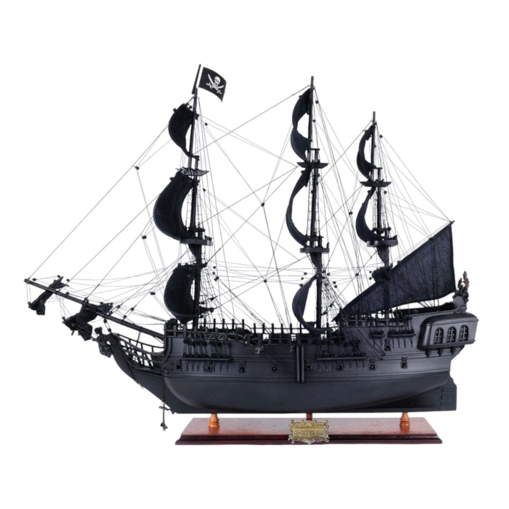 29" Black Black Pearl Pirate Boat Hand Painted Decorative Boat HomeRoots