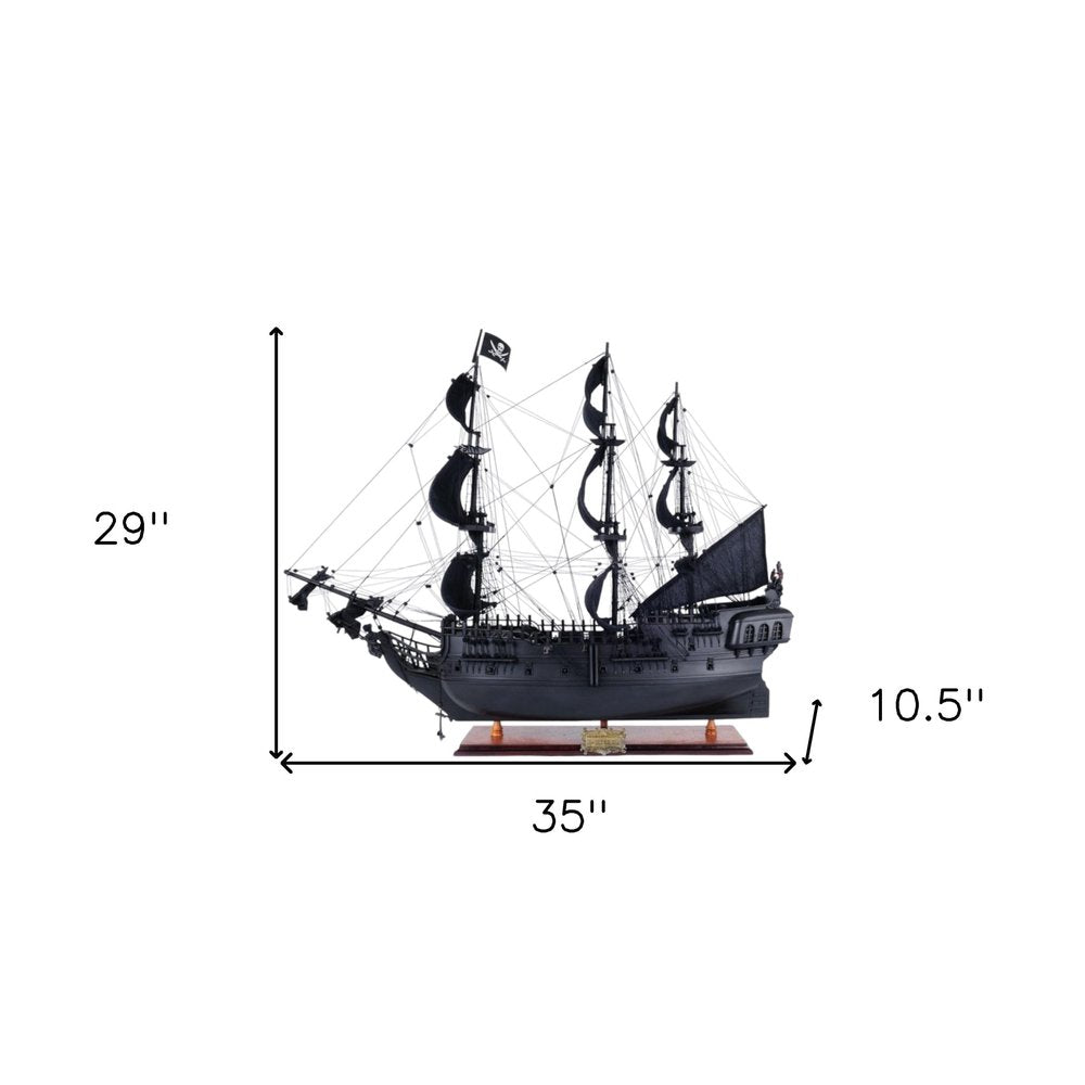 29" Black Black Pearl Pirate Boat Hand Painted Decorative Boat HomeRoots