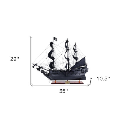 29" Black Black Pearl Pirate Boat Hand Painted Decorative Boat HomeRoots