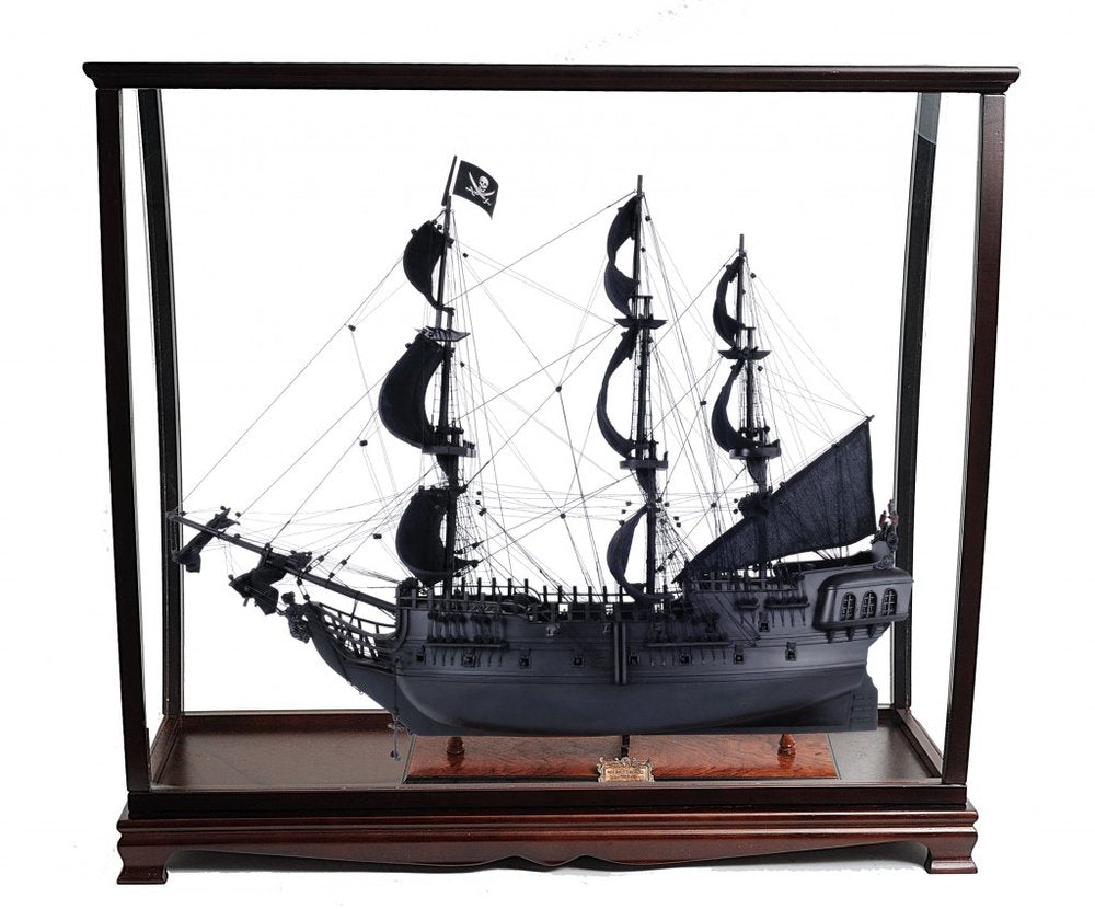 39" Black Solid Wood Hand Painted Black Pearl Pirate Table Top Display Model Boat HomeRoots