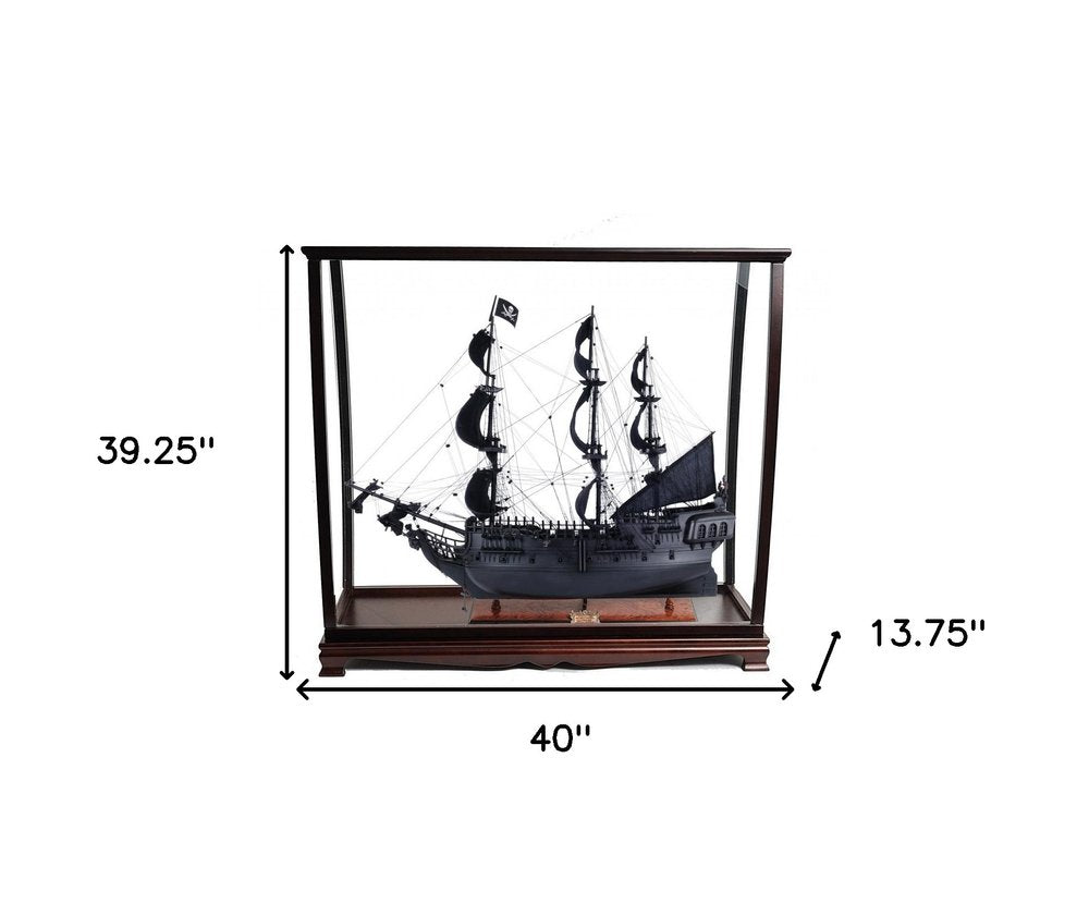 39" Black Solid Wood Hand Painted Black Pearl Pirate Table Top Display Model Boat HomeRoots